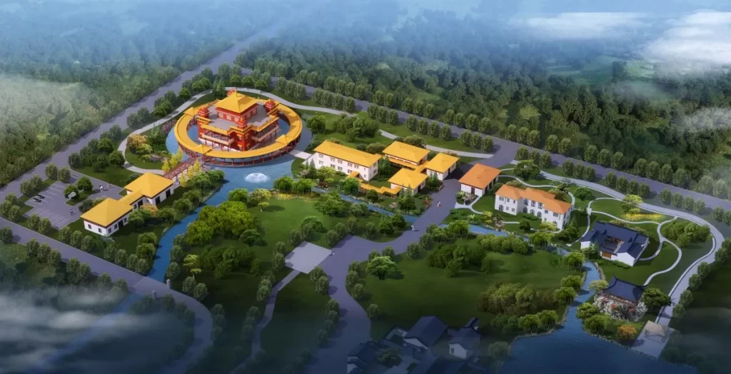 Photo of rendering of Macang Yuan, looking south Buddhist Town, Hesperia, California.