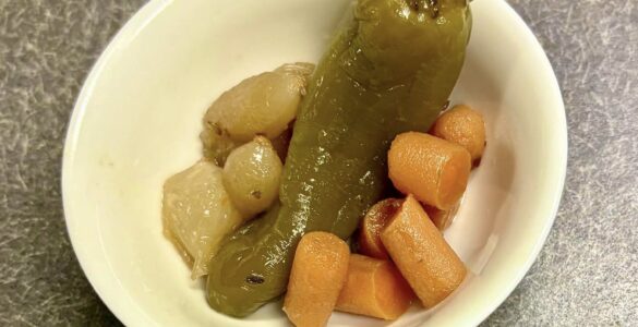 Photo of Pickled Jalapeno Pepper with onions and carrots.