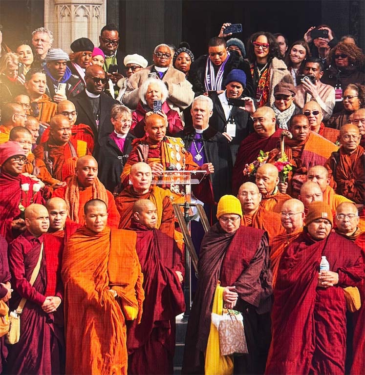 Photo of Monks ending 2026 March for Peace at National Cathedral, Washington, DC.