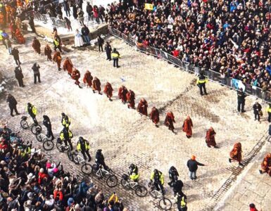Photo of Monks arriving at Washington National Cathedral on February 10, 2026.