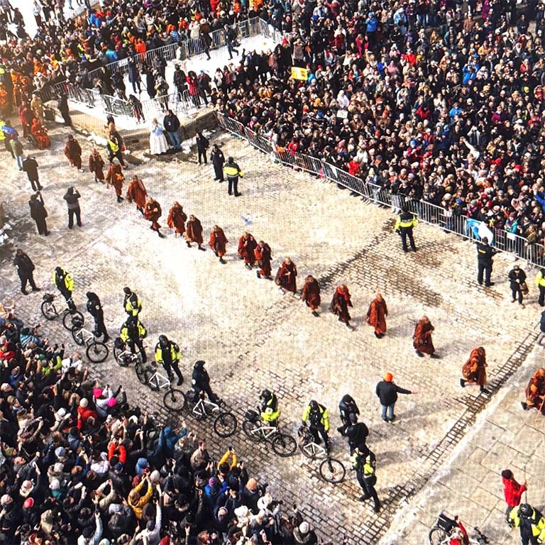 Photo of Monks arriving at Washington National Cathedral on February 10, 2026.