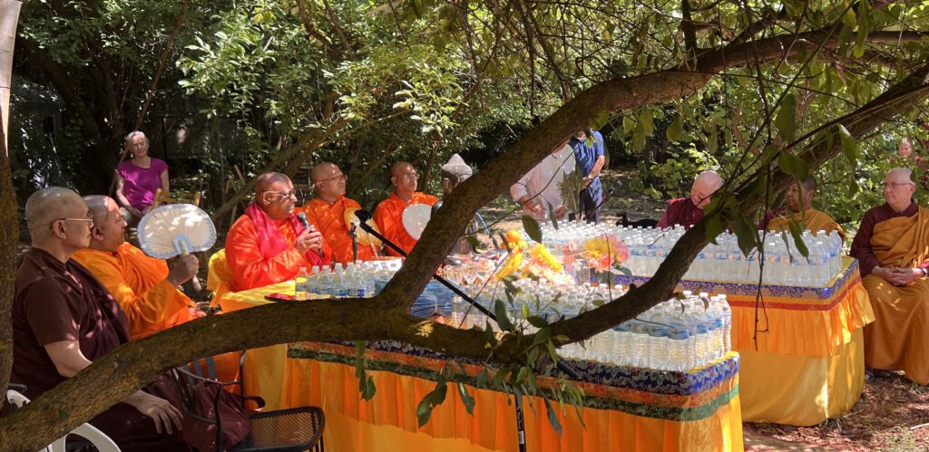 Photo of Ven. Bodagama Chandima and Sri Lankan Delegation at Bodhi Tree Blessing Ceremony, Holy Vajrasana Temple, Sanger, California.