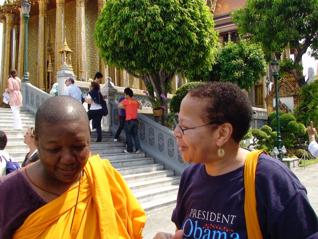 Photo of Ven. Pannavati at Emerald Buddha Temple, Presidential Palace, Bangkok, Thailand, 2009.