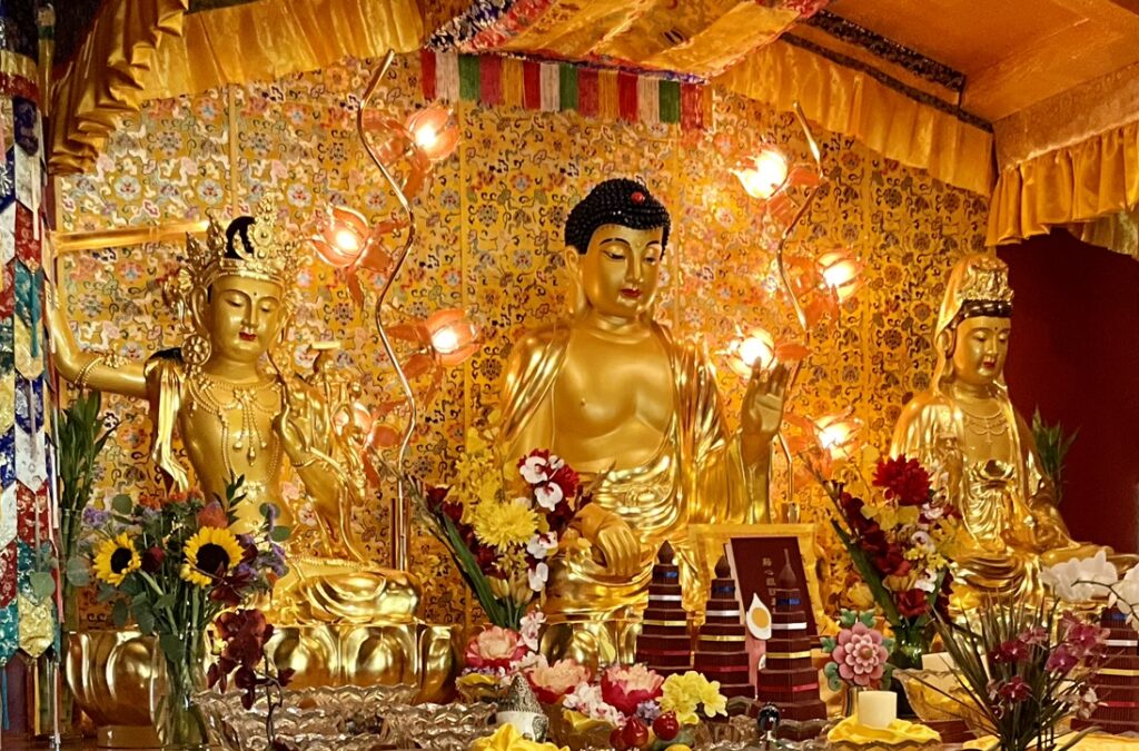 Photo of Main Altar at Holy Vajrasana Temple and Retreat Center, Sanger, California. 