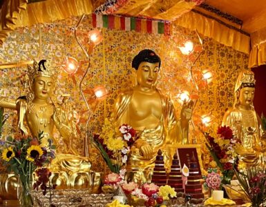Photo of Main Altar at Holy Vajrasana Temple and Retreat Center, Sanger, California.