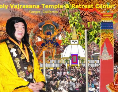 Photo of a Montage of events and plans for the Holy Vajrasana Temple, Sanger, CA.