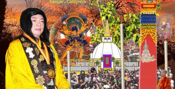 Photo of a Montage of events and plans for the Holy Vajrasana Temple, Sanger, CA.