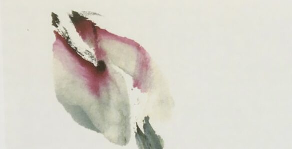 Photo of "Two Lotus Flowers, One Lotus Bud, One Dharma Nature" painting by H.H. Dorje Chang Buddha III.