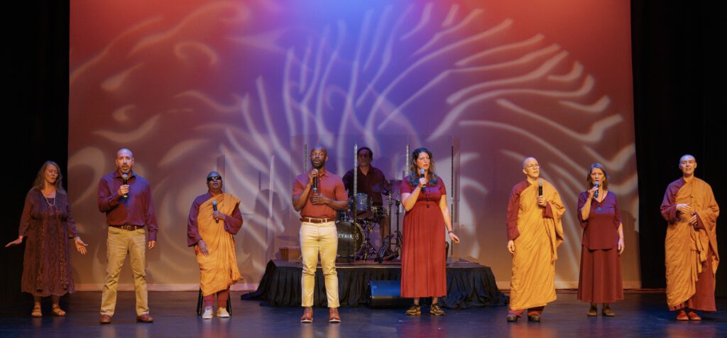 Photo of DharmaVoci performing at the First Annual Buddhist Arts & Film Festival in Asheville, NC. 