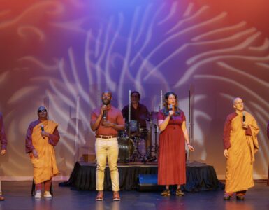 Photo of DharmaVoci performing at the First Annual Buddhist Arts & Film Festival in Asheville, NC.