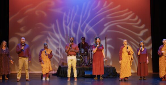 Photo of DharmaVoci performing at the First Annual Buddhist Arts & Film Festival in Asheville, NC.