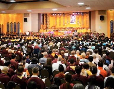 "Thousands of Buddhists from around the world attended the two-day Dharma Assembly" Joyce Lee.
