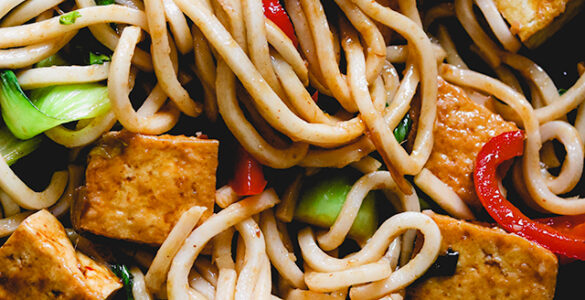 Photo of Soy Braised Tofu with Vegetables and Udon Stir Fry.